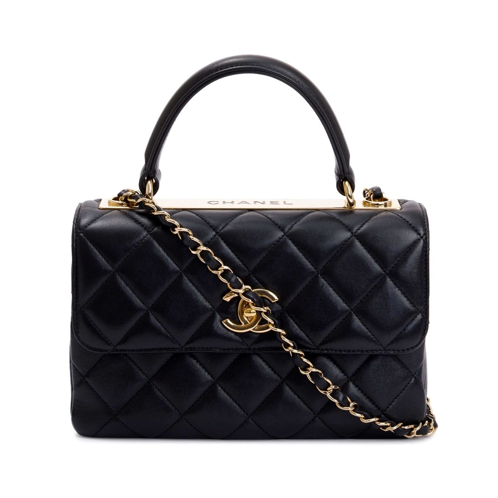 CHANEL 
Lambskin Quilted Mini Trendy CC Dual Handle Flap Bag Black